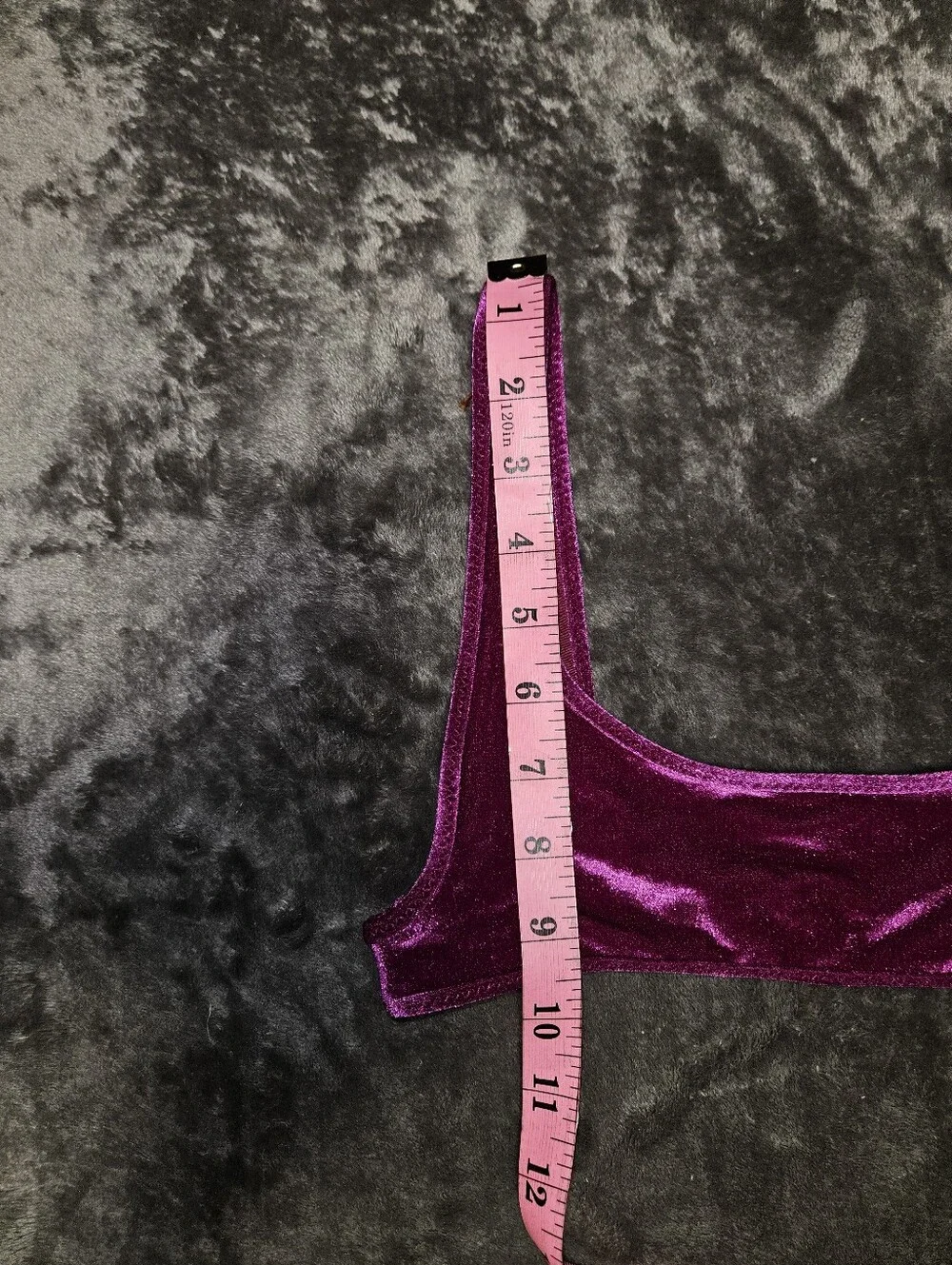 Triangl swimwear Velvet Scoop Neck Cropped Bikini Top Rhay Fuchsia Magenta XS